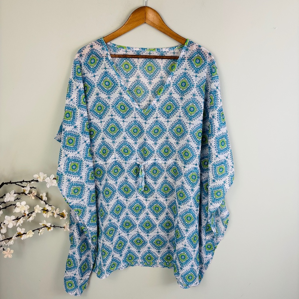 Blue Star Clothing Paisley Drawstring Tunic Approx Size 1X
